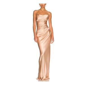 Shona Joy Satin Cream La Lune Maxi Dress Size Aus 8 / Us 4